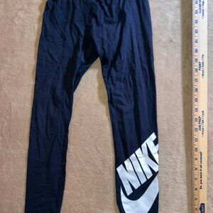 Nike Girl Sz Med Black White Sportswear Running Workout Ankle Length Legging (S)